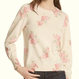 New! Rebecca Taylor Maia Fleur Wool Sweater in Vanilla Combo Medium
